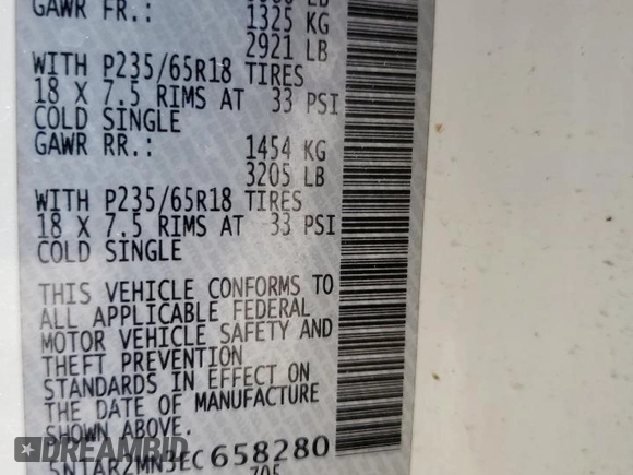 2014 Nissan Pathfinder Platinum with VIN 5N1AR2MN3EC658280, listed as a Copart auction lot 60781045 with 168,648 mi miles and Salvage title. Bid and sale history available at DreamBid. Image 13.