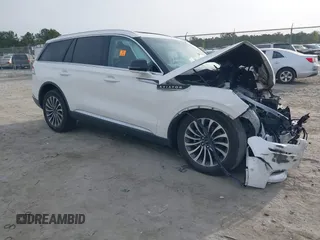 2021 Lincoln Aviator Reserve z VIN 5LM5J7WC1MGL09155, wystawiony jako IAAI lot #41843466 z przebiegiem Nie podano mil oraz . Historia ofert i sprzedaży dostępna na DreamBid. Obrazek 1.