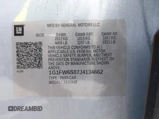 2018 Chevrolet Bolt EV LT with VIN 1G1FW6S07J4134662, listed as a IAAI auction lot 42386790 with 62,944 mi miles and . Bid and sale history available at DreamBid. Image 9.