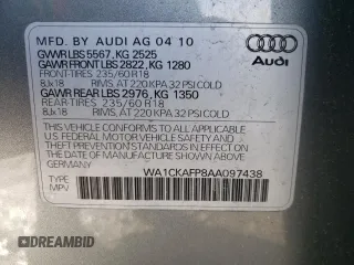 2010 Audi Q5 Premium with VIN WA1CKAFP8AA097438, listed as a Copart auction lot 43695035 with 193,123 mi miles and Clean Title. Bid and sale history available at carsss.com. Image 13.