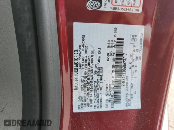 2006 Ford Freestar SEL z VIN 2FMZA52206BA23717, wystawiony jako Copart lot #53404515 z przebiegiem 117 402 mil mil oraz Czysty tytuł • Clean title. Historia ofert i sprzedaży dostępna na DreamBid. Obrazek 14.