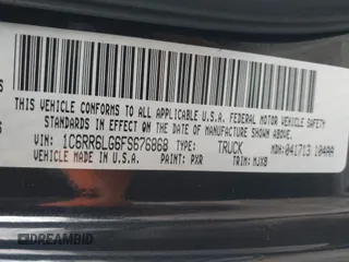 2015 Ram 1500 Lone Star z VIN 1C6RR6LG6FS676868, wystawiony jako IAAI lot #41903806 z przebiegiem 153 436 mil mil oraz . Historia ofert i sprzedaży dostępna na DreamBid. Obrazek 9.