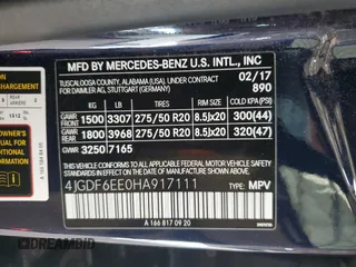 2017 Mercedes-Benz GLS 450 with VIN 4JGDF6EE0HA917111, listed as a Copart auction lot 41217044 with 86,264 mi miles and . Bid and sale history available at DreamBid. Image 14.