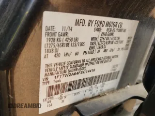 2015 Ford F-250 XL with VIN 1FT7W2A64FEC14416, listed as a Copart auction lot 54346255 with 145,617 mi miles and Salvage title. Bid and sale history available at DreamBid. Image 12.