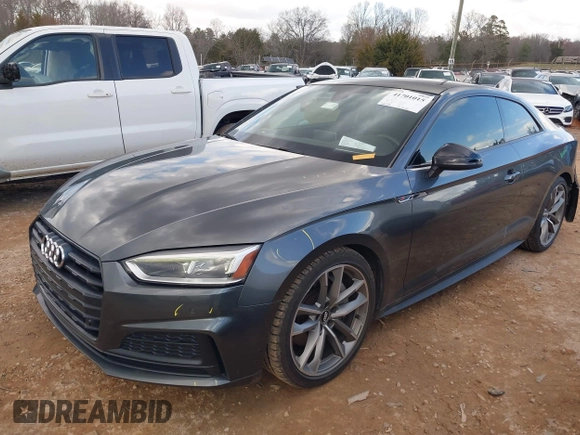 2019 Audi A5 Premium Plus with VIN WAUTNAF56KA061936, listed as a IAAI auction lot 41701015 with 72,318 mi miles and . Bid and sale history available at DreamBid. Image 18.
