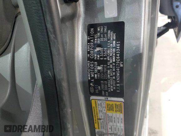 2012 Kia Sedona LX with VIN KNDMG4C79C6433461, listed as a Copart auction lot 71585454 with 164,994 mi miles and Salvage Title. Bid and sale history available at carsss.com. Image 14.
