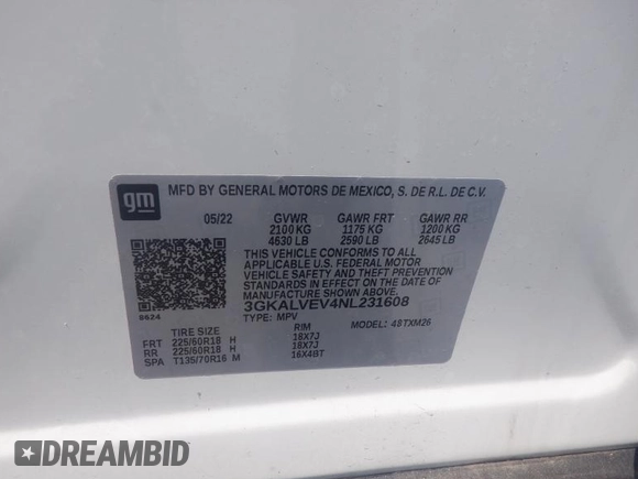 2022 GMC Terrain SLT z VIN 3GKALVEV4NL231608, wystawiony jako IAAI lot #42572052 z przebiegiem 79 198 mil mil oraz . Historia ofert i sprzedaży dostępna na DreamBid. Obrazek 9.