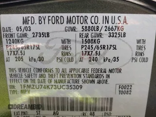 2003 Ford Explorer Eddie Bauer with VIN 1FMZU74K73UC35309, listed as a IAAI auction lot 41565422 with 100,990 mi miles and . Bid and sale history available at DreamBid. Image 9.