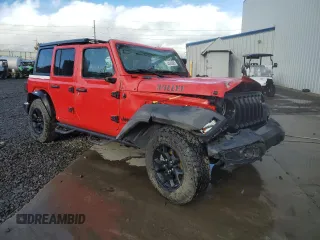 2021 Jeep Wrangler Unlimited Sport Altitude with VIN 1C4HJXDGXMW546873, listed as a Copart auction lot 44045685 with 33,592 mi miles and Salvage Title. Bid and sale history available at carsss.com. Image 4.