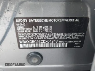2012 BMW 5 Series 528i with VIN WBAXG5C53CDX04248, listed as a IAAI auction lot 42004099 with 197,776 mi miles. Bid and sale history available at carsss.com. Image 9.