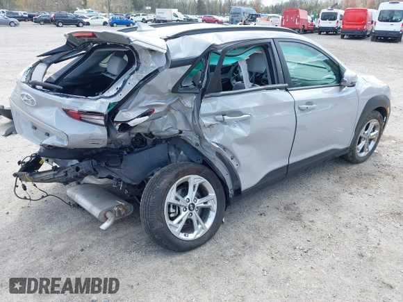 2023 Hyundai Kona SEL with VIN KM8K6CAB9PU999533, listed as a IAAI auction lot 42053046 with 15,506 mi miles. Bid and sale history available at carsss.com. Image 4.