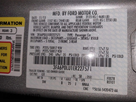 2014 Ford Fusion SE Hybrid с VIN 3FA6P0LU1ER227571, выставлен на аукционе IAAI как лот 42391487 с пробегом 127 979 миль миль и . История ставок и продаж доступна на DreamBid. Изображение 9.
