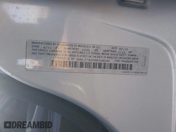 2011 Volkswagen Jetta SEL с VIN 3VWLZ7AJ7BM304149, выставлен на аукционе IAAI как лот 41769381 с пробегом 92 331 миль миль и . История ставок и продаж доступна на DreamBid. Изображение 9.