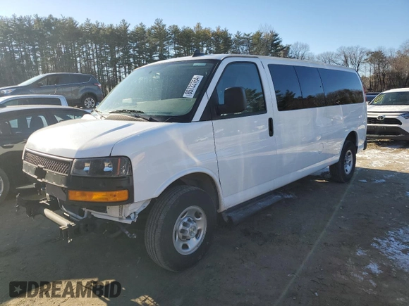2023 Chevrolet Express Passenger LS z VIN 1GAZGNFP7P1234198, wystawiony jako Copart lot #85733764 z przebiegiem 18 464 mil mil oraz Nie do naprawy • Non repairable. Historia ofert i sprzedaży dostępna na DreamBid. Obrazek 1.