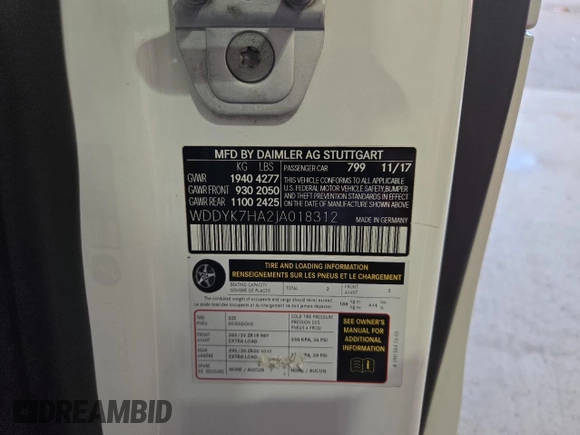 2018 Mercedes-Benz AMG GT AMG GT with VIN WDDYK7HA2JA018312, listed as a Copart auction lot 48109065 with 23,147 mi miles and Salvage title. Bid and sale history available at DreamBid. Image 10.