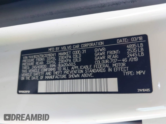 2019 Volvo XC40 Momentum с VIN YV4162XZ5K2016041, выставлен на аукционе IAAI как лот 42565362 с пробегом 112 329 миль миль и . История ставок и продаж доступна на DreamBid. Изображение 9.