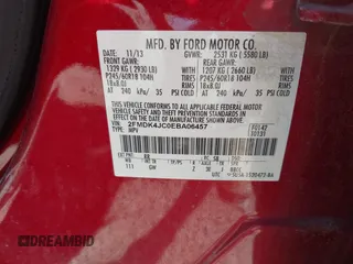2014 Ford Edge SEL z VIN 2FMDK4JC0EBA06457, wystawiony jako IAAI lot #42134280 z przebiegiem 175 009 mil mil oraz . Historia ofert i sprzedaży dostępna na DreamBid. Obrazek 9.