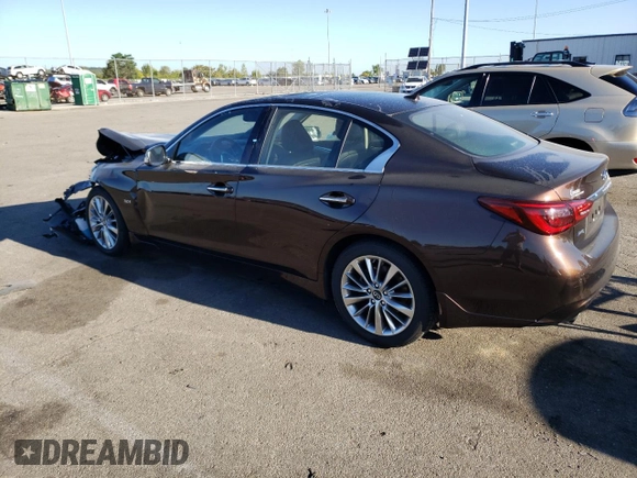 2020 Infiniti Q50 Luxe z VIN JN1EV7AR2LM250739, wystawiony jako Copart lot #66489913 z przebiegiem 50 254 mil mil oraz Szkoda całkowita • Salvage title. Historia ofert i sprzedaży dostępna na DreamBid. Obrazek 2.