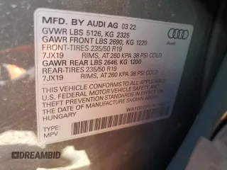 2022 Audi Q3 S line Premium with VIN WA1DECF37N1108973, listed as a Copart auction lot 40687123 with 5,573 mi miles. Bid and sale history available at carsss.com. Image 12.