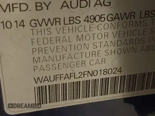 2015 Audi A4 Premium Plus with VIN WAUFFAFL2FN018024, listed as a IAAI auction lot 41364003 with 62,148 mi miles. Bid and sale history available at carsss.com. Image 9.