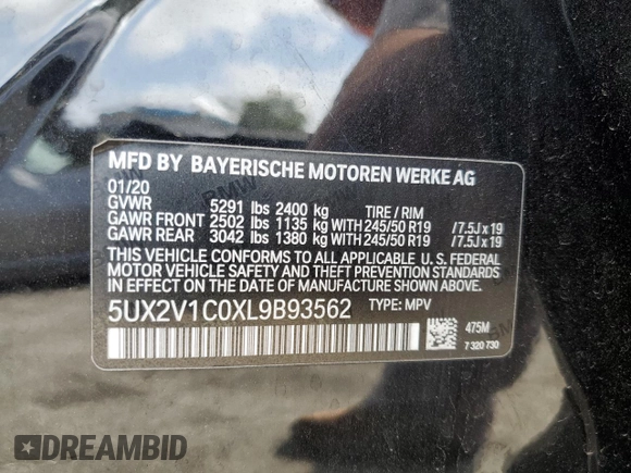 2020 BMW X4 xDrive30i z VIN 5UX2V1C0XL9B93562, wystawiony jako Copart lot #56180595 z przebiegiem 71 667 mil mil oraz Szkoda całkowita • Salvage title. Historia ofert i sprzedaży dostępna na DreamBid. Obrazek 14.