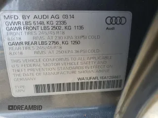 2014 Audi allroad Premium Plus with VIN WA1UFAFL1EA128461, listed as a Copart auction lot 84017974 with 58,955 mi miles and Salvage Title. Bid and sale history available at carsss.com. Image 12.