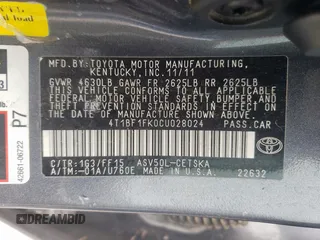 2012 Toyota Camry L with VIN 4T1BF1FK0CU028024, listed as a Copart auction lot 54590985 with 135,686 mi miles and Clean Title. Bid and sale history available at carsss.com. Image 12.