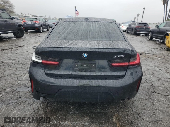 2023 BMW 3 Series 330i with VIN 3MW69FF02P8D60443, listed as a Copart auction lot 43405365 with 0 mi miles and Salvage Title. Bid and sale history available at carsss.com. Image 6.
