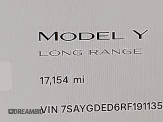 2024 Tesla Model Y z VIN 7SAYGDED6RF191135, wystawiony jako IAAI lot #41790922 z przebiegiem 17 154 mil mil oraz . Historia ofert i sprzedaży dostępna na DreamBid. Obrazek 15.