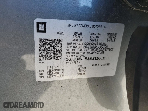 2021 GMC Acadia SLE z VIN 1GKKNKLS3MZ116611, wystawiony jako Copart lot #44624275 z przebiegiem 72 582 mil mil oraz Czysty tytuł • Clean title. Historia ofert i sprzedaży dostępna na DreamBid. Obrazek 12.
