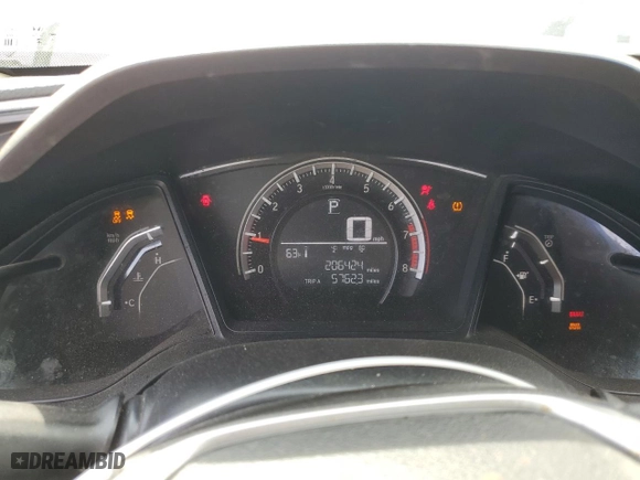 2016 Honda Civic Sedan LX with VIN 19XFC2F57GE202545, listed as a Copart auction lot 53716305 with 206,424 mi miles and Salvage Title. Bid and sale history available at carsss.com. Image 9.