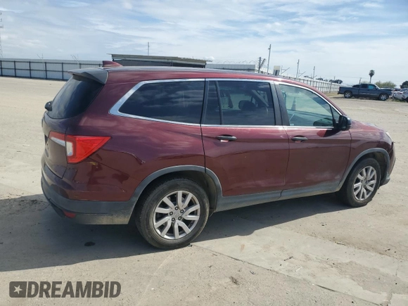 2019 Honda Pilot LX with VIN 5FNYF5H16KB031060, listed as a Copart auction lot 50821515 with 164,706 mi miles and Salvage Title. Bid and sale history available at DreamBid. Image 3.
