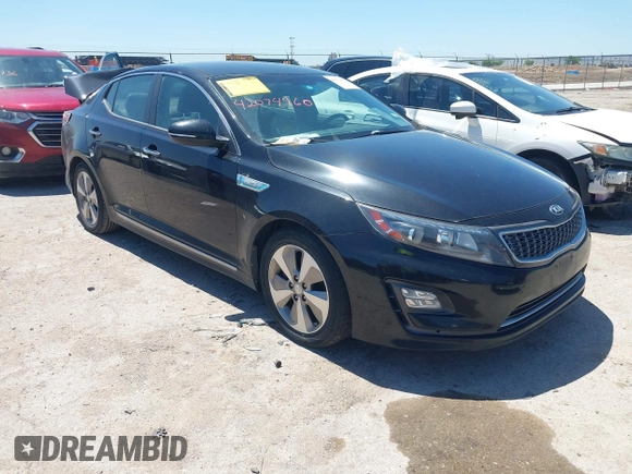 2015 Kia Optima Hybrid EX with VIN KNAGN4AD6F5091681, listed as a IAAI auction lot 42074960 with 162,748 mi miles. Bid and sale history available at carsss.com. Image 1.