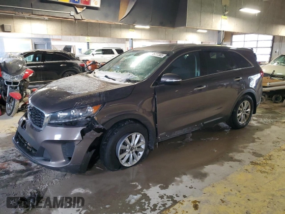 2019 Kia Sorento LX with VIN 5XYPGDA39KG554855, listed as a Copart auction lot 45777385 with 119,998 mi miles and Salvage Title. Bid and sale history available at carsss.com. Image 1.