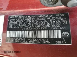 2006 Toyota Camry STD with VIN JTDBE32K063042069, listed as a Copart auction lot 43937285 with 180,796 mi miles and Salvage Title. Bid and sale history available at DreamBid. Image 12.
