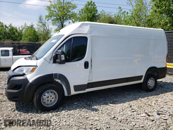 2023 Ram ProMaster Cargo with VIN 3C6LRVDG8PE565077, listed as a Copart auction lot 55407095 with 5,596 mi miles and Salvage Title. Bid and sale history available at carsss.com. Image 1.