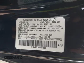 2017 Infiniti Q60 Sport with VIN JN1EV7EL9HM551960, listed as a IAAI auction lot 41661782 with 127,358 mi miles. Bid and sale history available at carsss.com. Image 9.