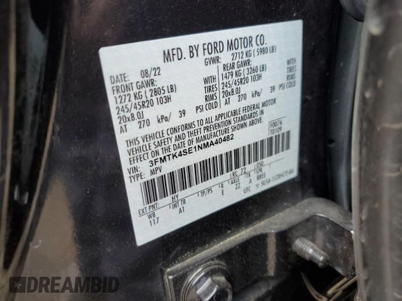 2022 Ford Mustang Mach-E GT with VIN 3FMTK4SE1NMA40482, listed as a Copart auction lot 51544475 with 30,391 mi miles and Salvage title. Bid and sale history available at DreamBid. Image 14.