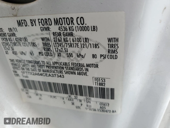 2012 Ford Super Duty F-250 SRW XL with VIN 1FT7X2A64CEA37343, listed as a Copart auction lot 88683165 with 211,729 mi miles and Salvage Title. Bid and sale history available at carsss.com. Image 12.