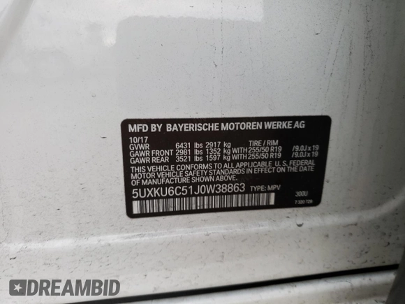 2018 BMW X6 xDrive50i with VIN 5UXKU6C51J0W38863, listed as a Copart auction lot 73083632 with 59,290 mi miles. Bid and sale history available at carsss.com. Image 13.