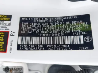 2014 Toyota Camry Hybrid LE with VIN 4T1BD1FK1EU102768, listed as a IAAI auction lot 41793746 with 157,015 mi miles. Bid and sale history available at carsss.com. Image 9.