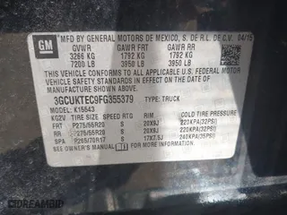 2015 Chevrolet Silverado 1500 High Country with VIN 3GCUKTEC9FG355379, listed as a IAAI auction lot 41923900 with 253,497 mi miles. Bid and sale history available at carsss.com. Image 9.