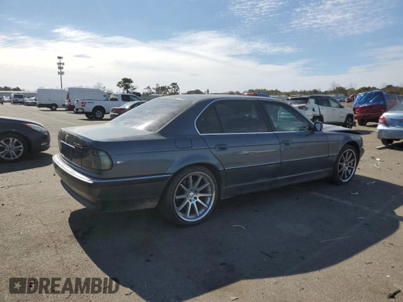1999 BMW 7 Series 740il with VIN WBAGH8336XDP01928, listed as a Copart auction lot 46173335 with 186,943 mi miles and Salvage Title. Bid and sale history available at carsss.com. Image 3.