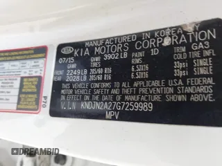 2016 Kia Soul with VIN KNDJN2A27G7259989, listed as a IAAI auction lot 39006527 with 106,751 mi miles. Bid and sale history available at carsss.com. Image 9.