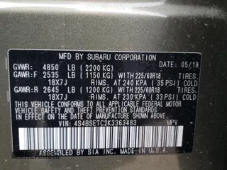 2019 Subaru Outback Touring with VIN 4S4BSETC2K3363483, listed as a Copart auction lot 52792415 with 79,867 mi miles and Salvage title. Bid and sale history available at DreamBid. Image 13.
