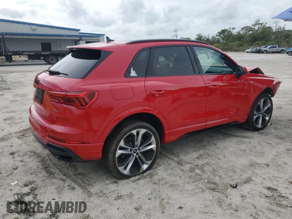 2021 Audi Q3 S line Premium Plus with VIN WA1EECF37M1006141, listed as a Copart auction lot 63611225 with 43,996 mi miles and Non repairable. Bid and sale history available at DreamBid. Image 3.