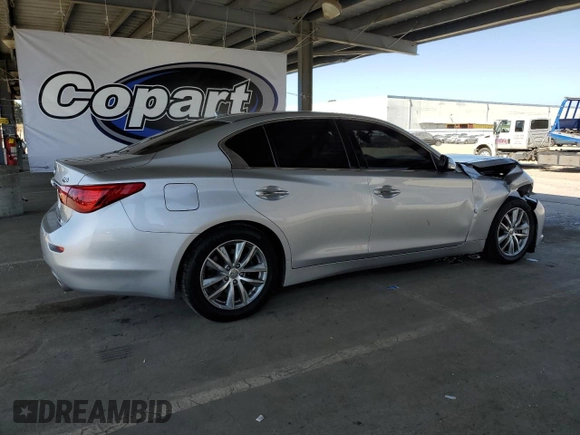 2015 Infiniti Q50 Premium with VIN JN1BV7AP1FM345184, listed as a Copart auction lot 54217045 with 47,638 mi miles and Salvage title. Bid and sale history available at DreamBid. Image 3.
