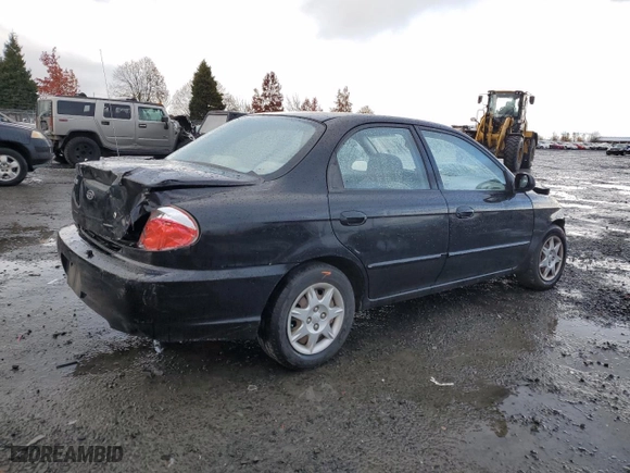 2002 Kia Spectra with VIN KNAFB121225171948, listed as a Copart auction lot 48980255 with NaN miles and Salvage Title. Bid and sale history available at carsss.com. Image 3.