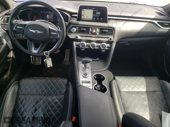 2020 Genesis G70 Advanced with VIN KMTG74LEXLU040965, listed as a Copart auction lot 55056995 with 128,300 mi miles and Salvage Title. Bid and sale history available at DreamBid. Image 8.