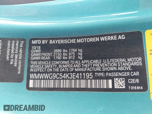 2019 MINI Convertible Cooper S с VIN WMWWG9C54K3E41195, выставлен на аукционе IAAI как лот 42149191 с пробегом 80 033 миль миль и . История ставок и продаж доступна на DreamBid. Изображение 9.